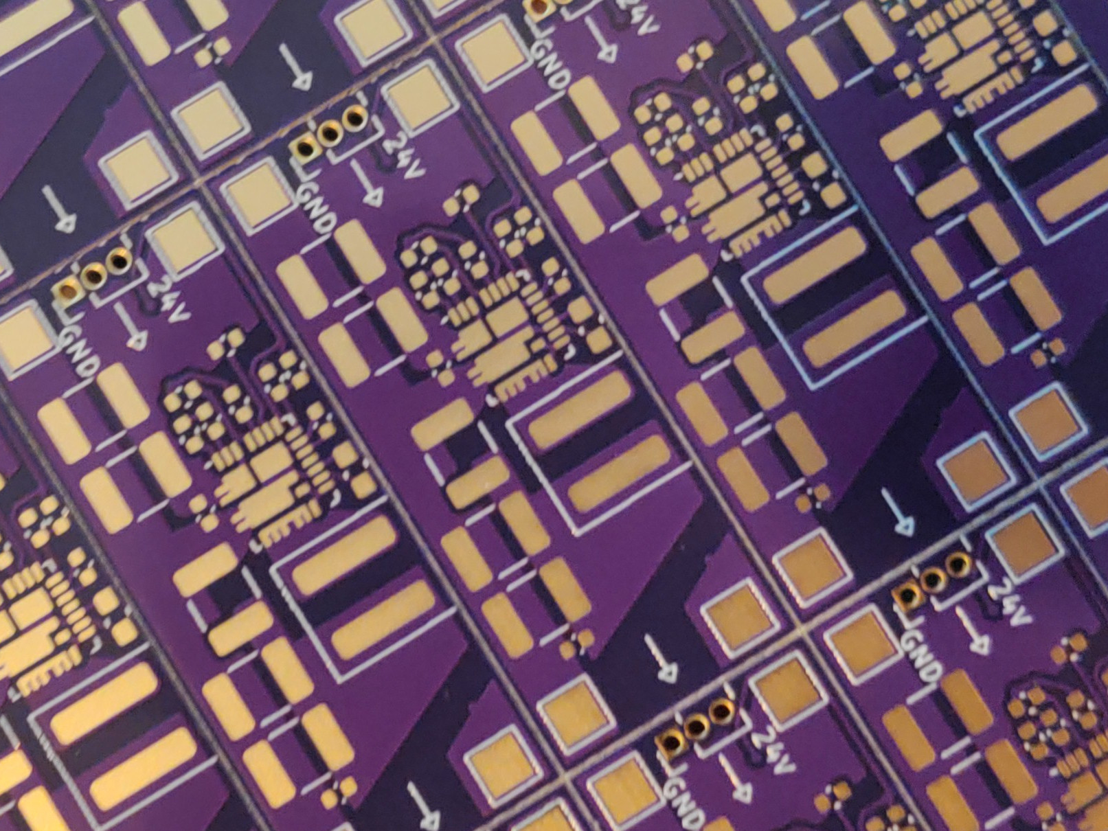 unpopulated PCBs in a panel